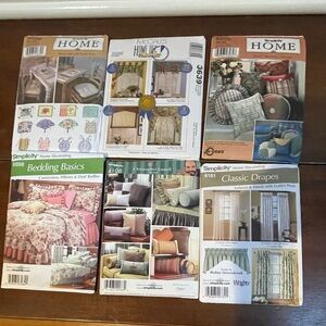 Six Assorted Home Decorating Curtains Drapes Swag Valance Sewing Patterns